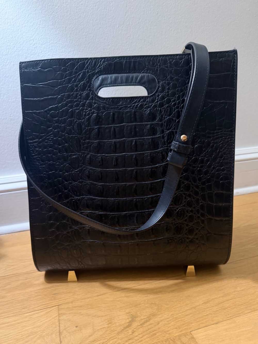 Alexander Wang Black Croc-Embossed Shoulder Bag